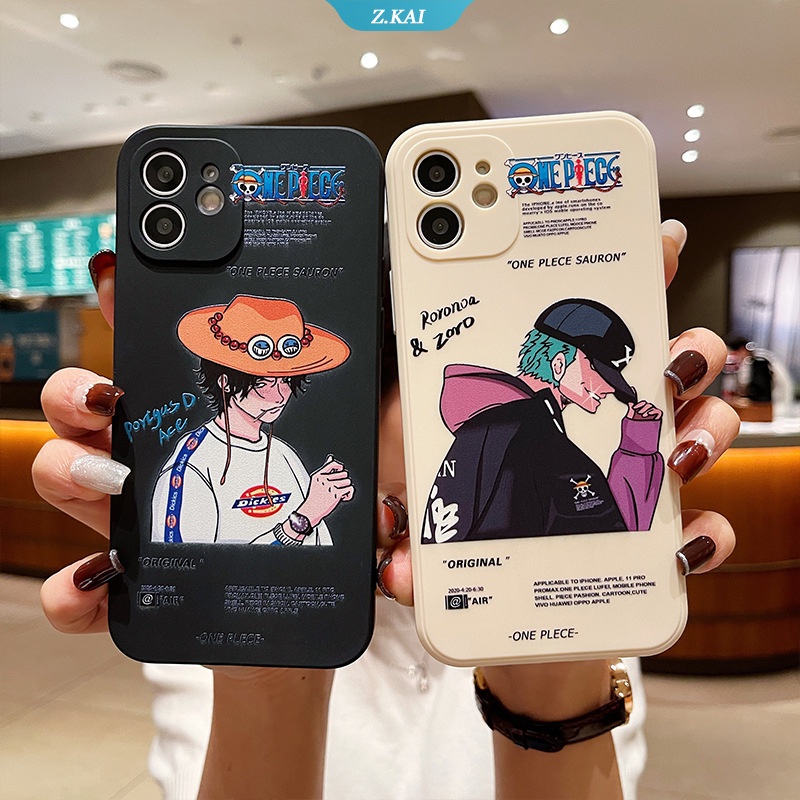 Soft Case Silikon Motif Kartun One Piece ZORO Ace Untuk iPhone 13 12 6 7 8 Plus 11 Pro MAX