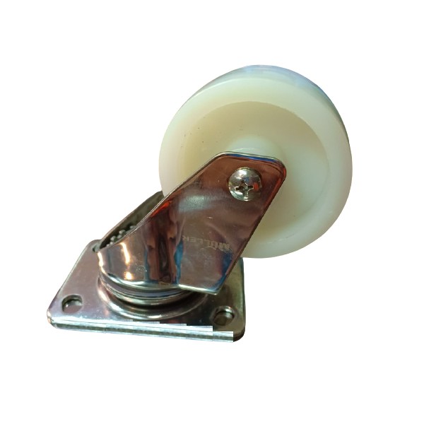Roda Caster / Troli / Troly Nylon Nilon Putih 3 Inch Hidup ( Putar ) MULLER Stainless Steel