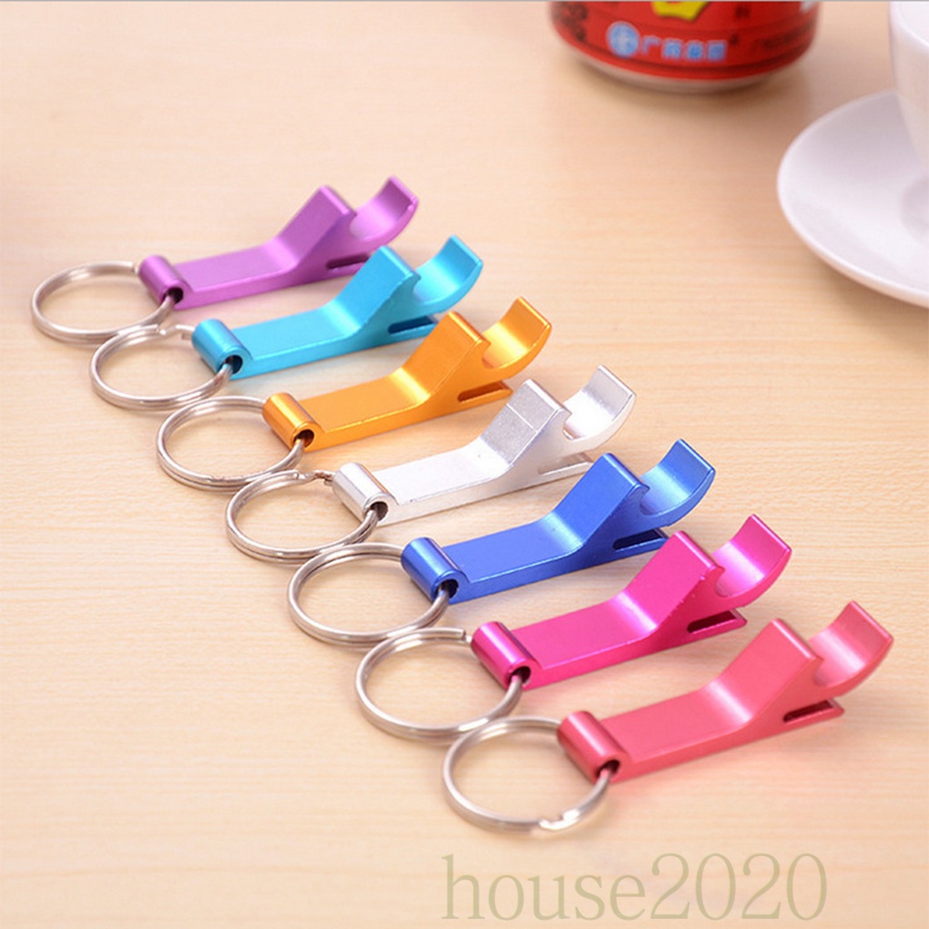 [house2020]Bottle Opener Aluminum Key Ring Chain Keyring Keychain Pure Color Metal Beer Bar Tool Claw