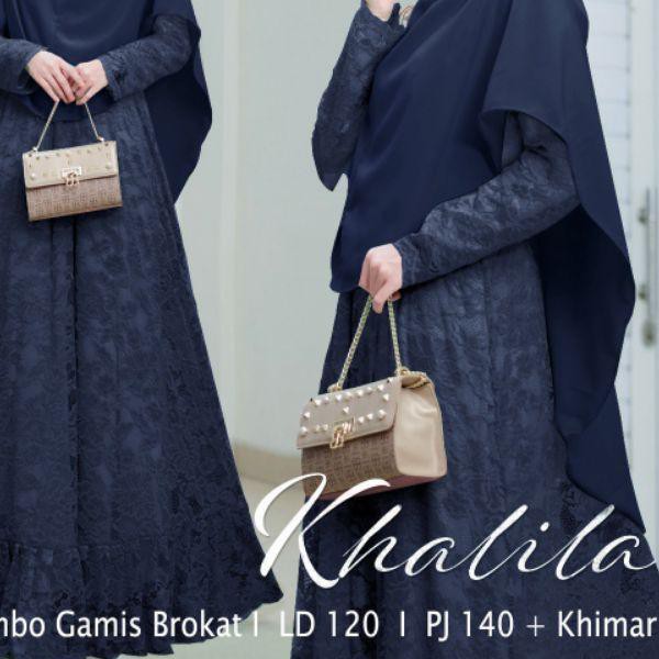 ♨ EL GROS 5 - Syari Khalila JUMBO XXXL gamis brukat lapis furing busui Ld 120 Pjg 140 + khimar ♬