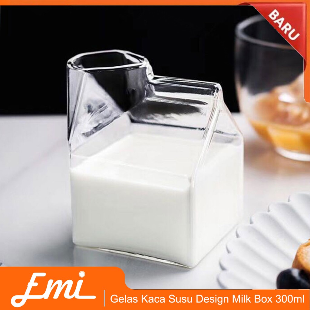 ACEBON Gelas Kaca Susu Design Milk Box 300ml - SG101 - Transparent