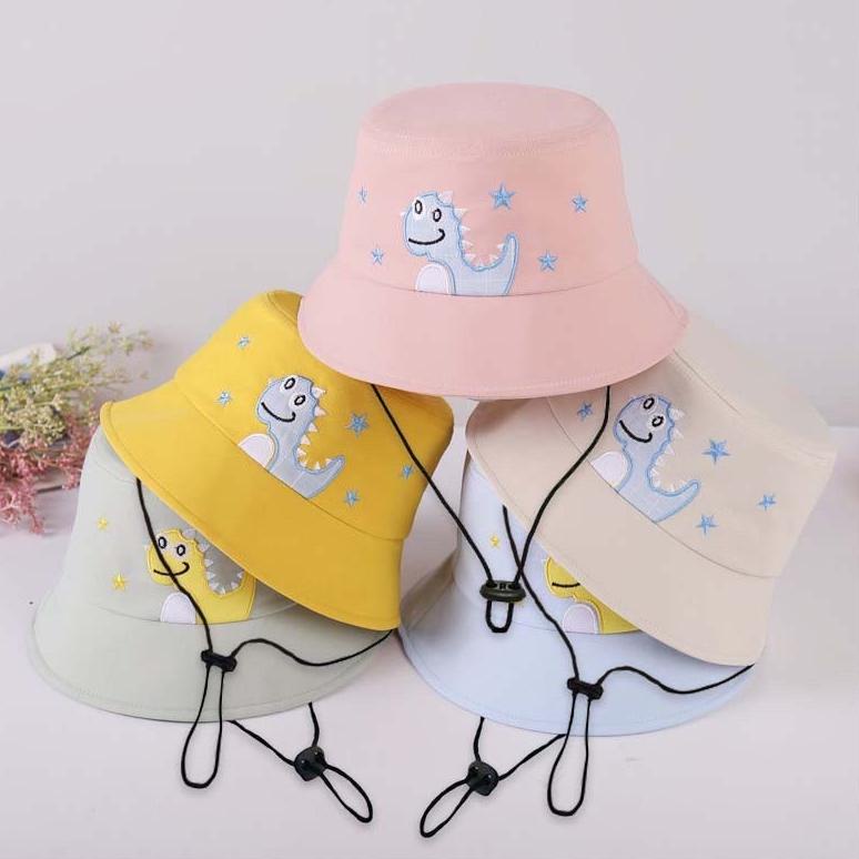 "SKM.20Au22ᴺ" Topi Bucket Anak Bordir Dino Bintang 3 / Bucket Bordir Anak