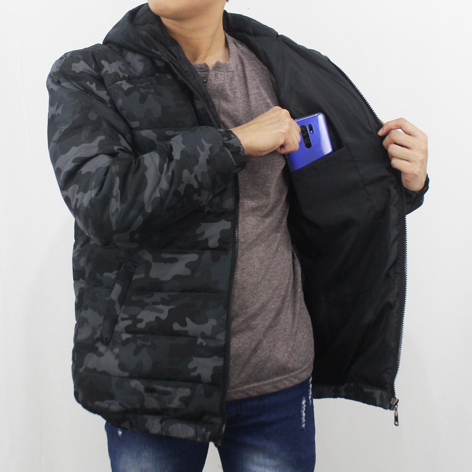JAKET PUFFER - JAKET OUTDOOR / HIKING - JAKET WINTER PARASUT TEBAL CAMO ARMY  - GREY ABU