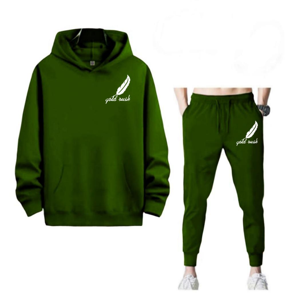 SETELAN PRIA HOODIE BULU AYAM GOLD RUSH DAN CELANA JOGGER MURAH TERLARIS