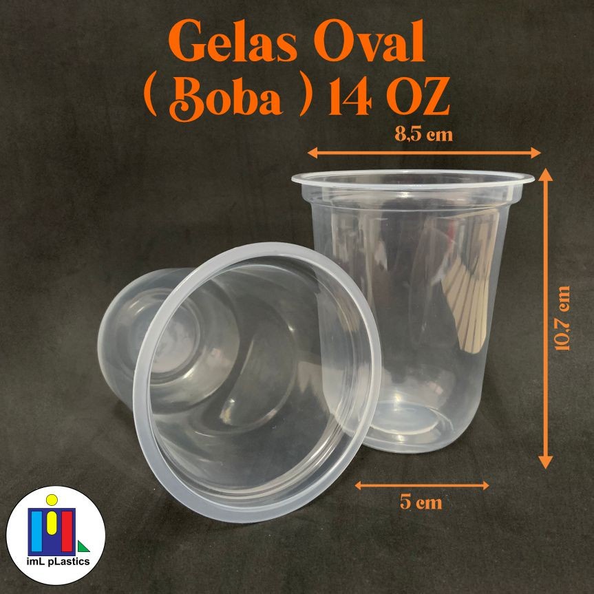 GELAS CUP OVAL WITA / GELAS BOBA 14 OZ - ISI 50PCS