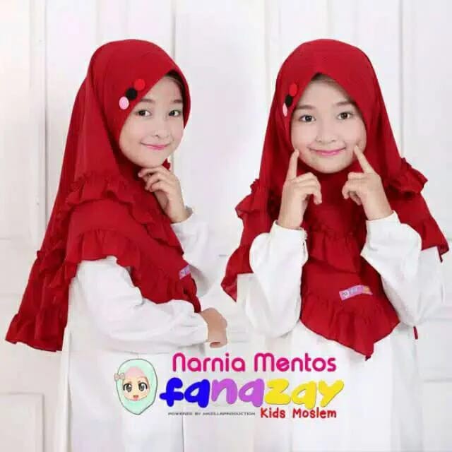 ALFATIH STORE / Jilbab Anak Rempel 2 Layer Ped Kancing 3 / hijab jilbab Anak Murah