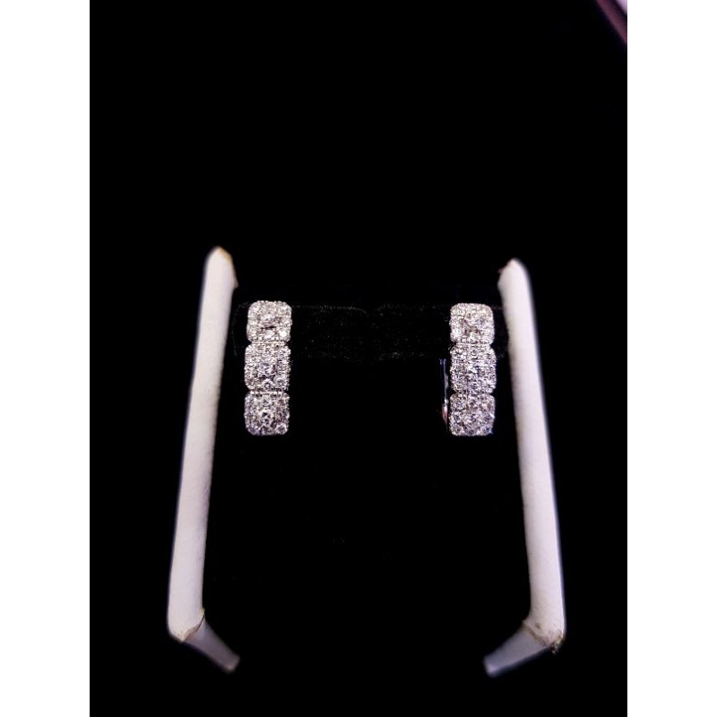 giwang jepit emas putih berlian asli model kotak