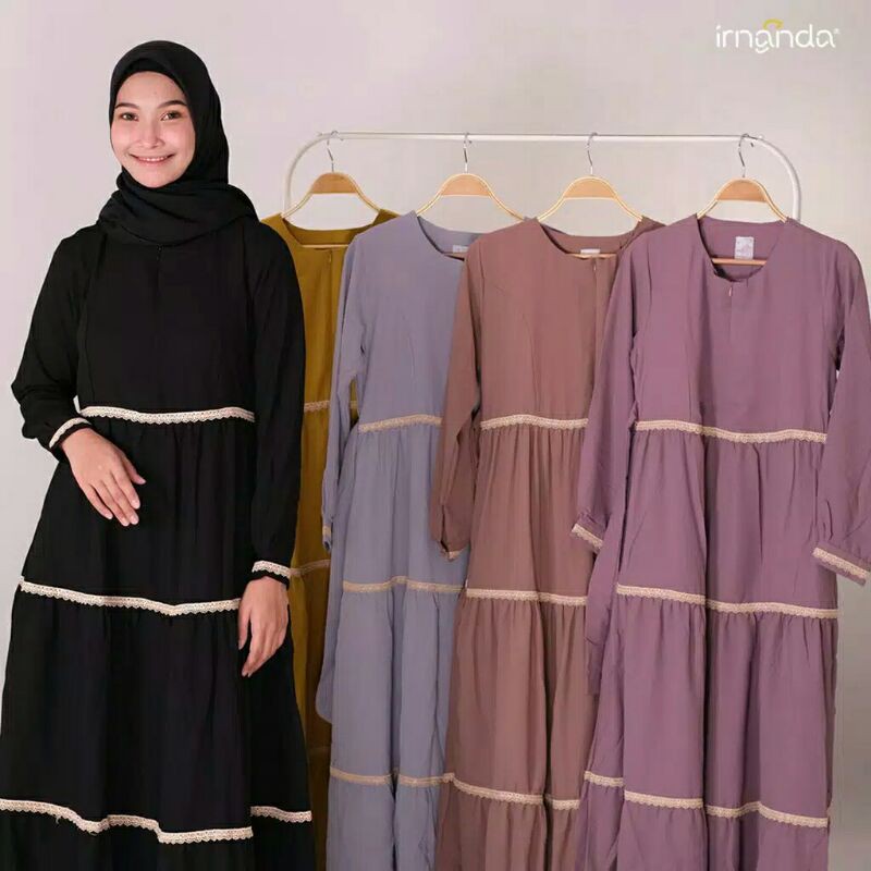 Diana dress ori by irnanda gamis maxi woly crepe renda size M L xl muslim daily fashion casual mewah