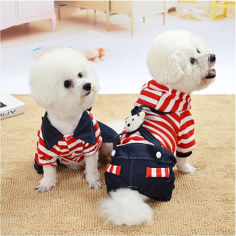 Pet Clothes Couple Motif Garis Keren Untuk Kucing Dan Anjing