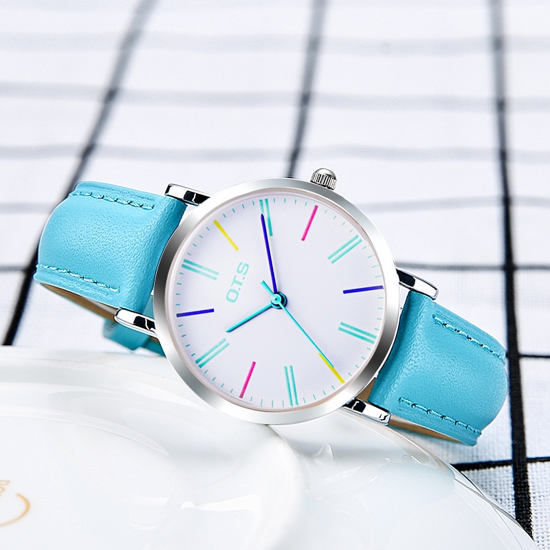 ✅(COD) OTS Jam Tangan Wanita Jam Tangan Asli Tahan Air Murah Tahan Air  Kuarsa Elegan Jam Tangan Wanita-biru