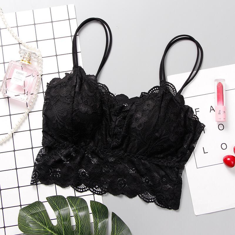 ♥TMALL88♥ Hot Sale Bra Wanita Model Tanpa Kawat Dengan Bahan Lembut Dan Hiasan Renda Sexy