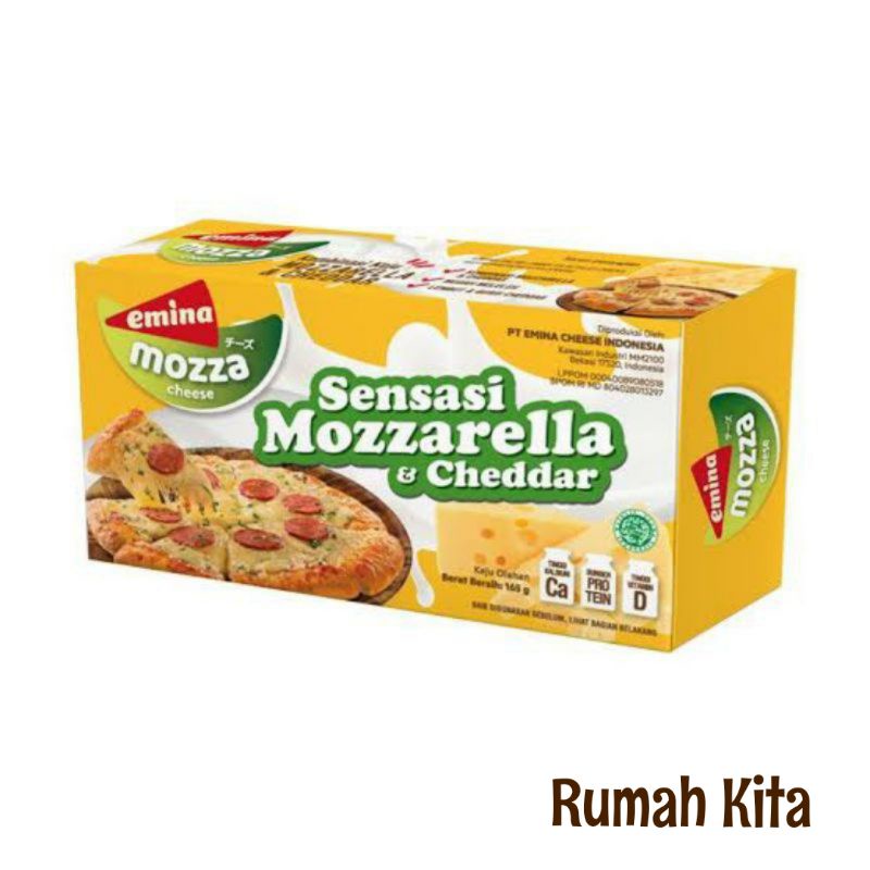 

Emina Mozza Cheese 165 gram Keju Mozzarella & Cheddar