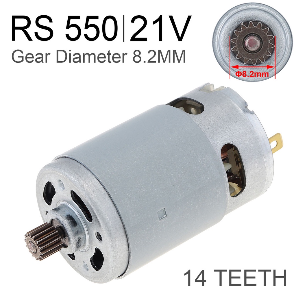 14gigi RS550 Motor DC 21V 29800RPM Lithium Gergaji Listrik Motor Diameter 8.2mm Gear