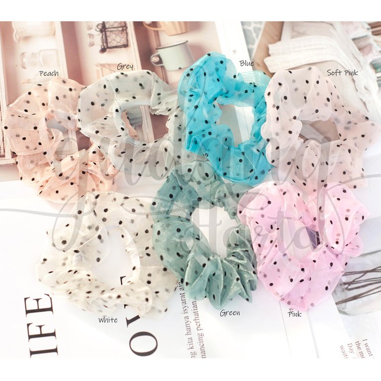 Scrunchie Polkadot Lace Cepol Hijab Ikat Rambut Murah 201923