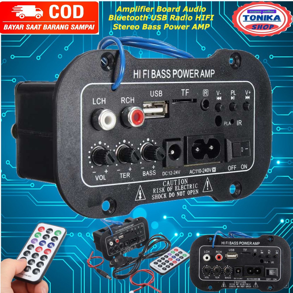 Amplifier Board Audio modul Bluetooth USB Radio HIFI  Bass Power AMP Murah 30W 220v + remote