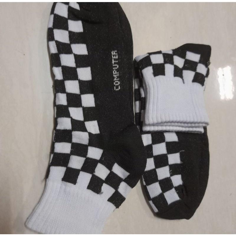 Kaos Kaki Spandek Motif Catur / Kaos Kaki Pendek / Kaos Kaki Semata Kaki