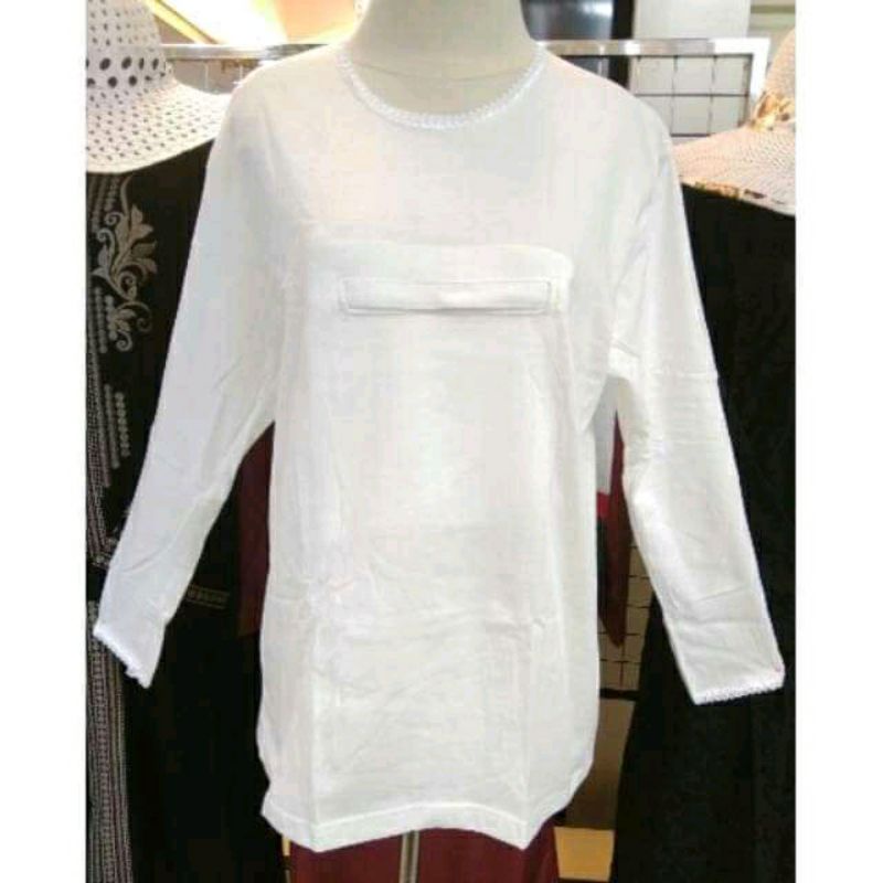 kaus oblong tangan panjang berenda