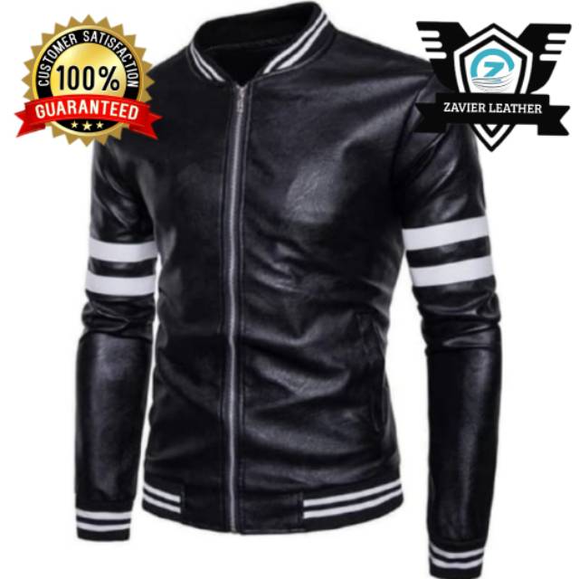 Jaket pria semi kulit kombinasi/jaket motor pria kulit sintetis/jaket pria termurah