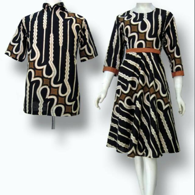 Baju dress batik couple setelan - gaun batik pesta kombinasi terbaru - dres/dess/ders  SA 431