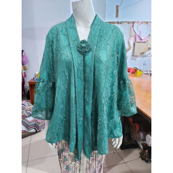 (BrBlJMB) Kebaya floy JUMBO BROKAT tangan BALON glitter KeroncongBusana-Tosca