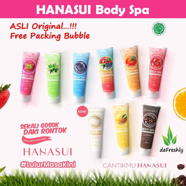 ❤ defreshly ❤ HANASUI | body spa hanasui - Gel Collagen - Peeling Gel - Scrub Penghilang Daki (BPOM)