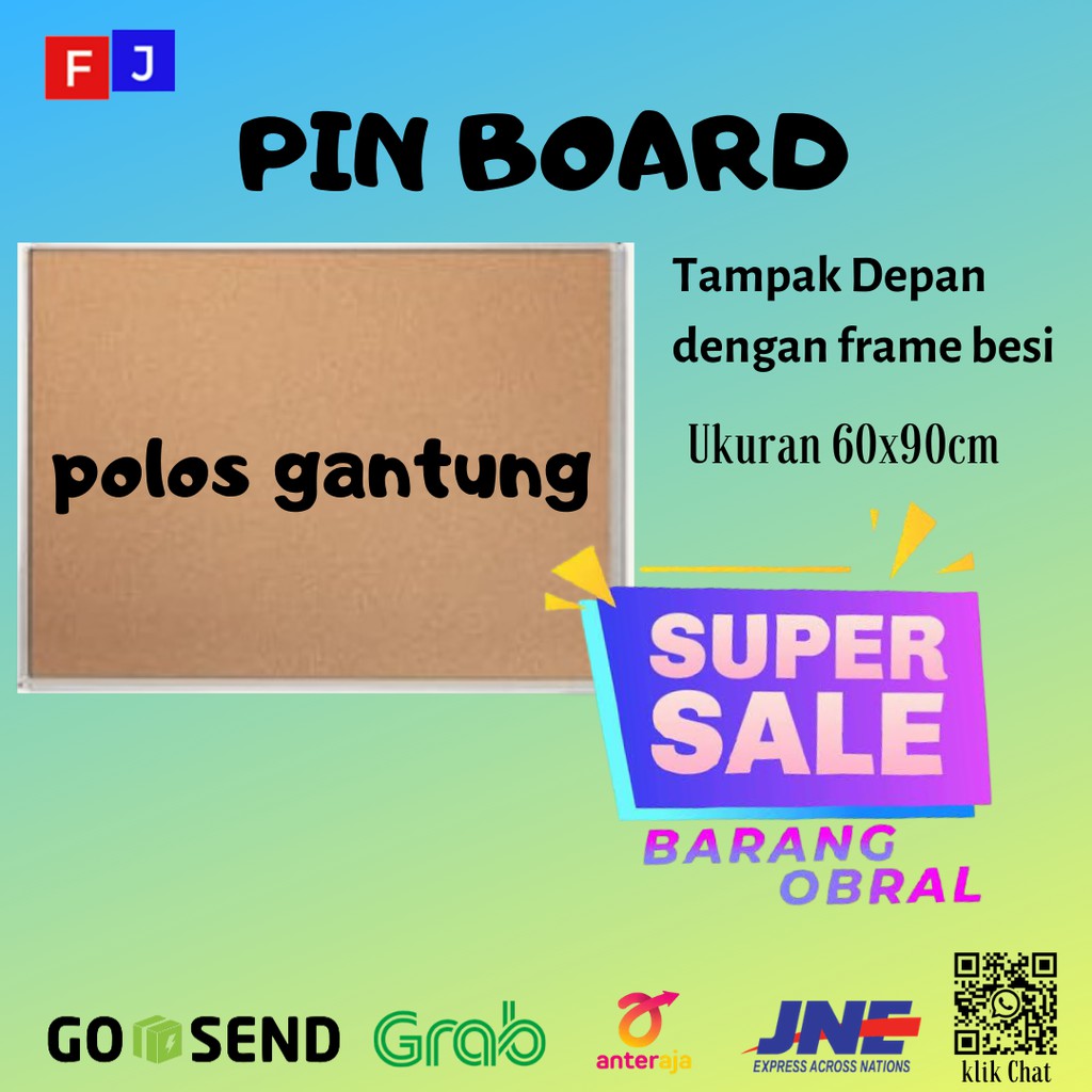 

Papan Pinboard/Softboard SAKANA 60x90cm – Papan Tulis Pin Board 60x90cm (Polos Gantung)