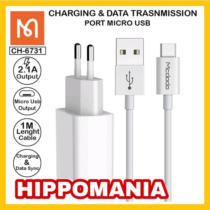 Mcdodo  CH6731 CH6732 Mc Dodo Travel Adaptor Charger+Kabel Micro Type C CH6731 CH6732  2.1A 10Watt 1