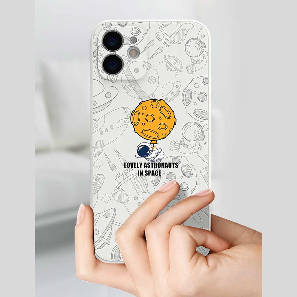 Silicone astronaut straight side case for iphone 13 12 11 pro max Xs max XR 7 8 plus se2020 soft case protective cover