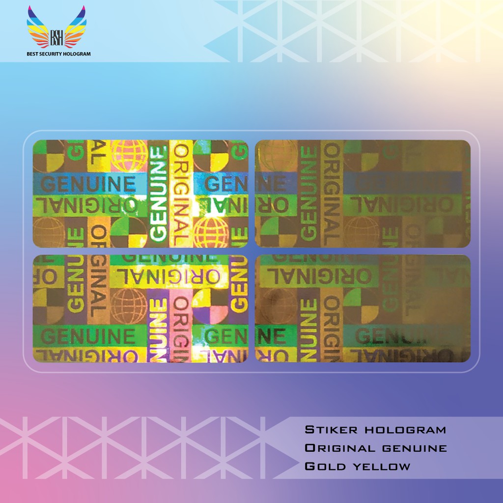 

stiker hologram genuine 1x2 cm warna gold