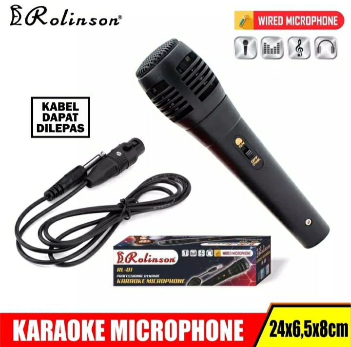 Mikrofon Karaoke Rolinson RL-01/RL 01 - Mic Microphone Karaoke Proffesional Dinamic