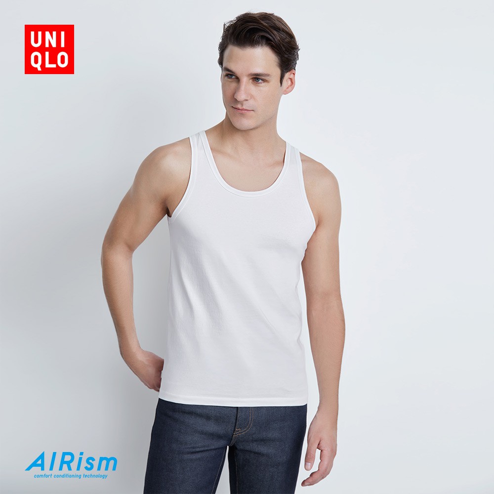 UNIQLO MEN AIRism COTTON TANK TOP / PRIA LAKILAKI KAOS 426289 Shopee Indonesia