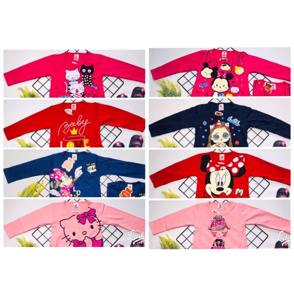 PAKET HEMAT KAOS ATASAN ANAK PEREMPUAN ISI 3 PCS MOTIF RANDOM TANGAN PANJANG