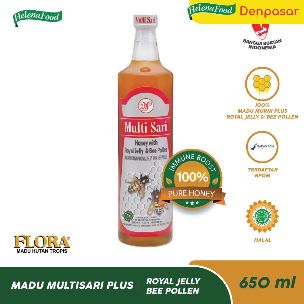 

Multisari Plus 650 ml Madu Murni Asli Ekstra Royal Jelly dan Bee Pollen