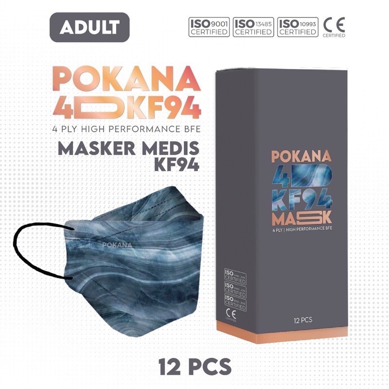 Pokana 4D KF94 Mask / Masker Pokana 4D KF94 isi 12 pcs