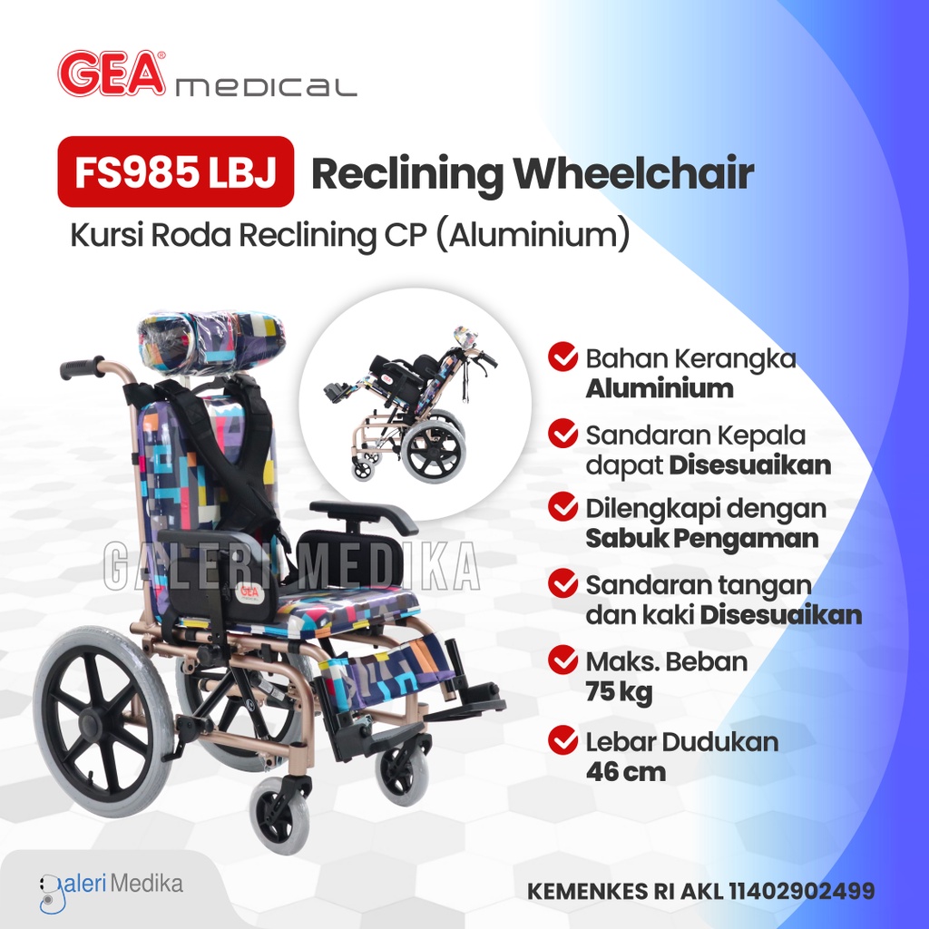 Kursi Roda Cerebral Palsy GEA FS 985 LBJ / FS985 LBJ / FS-985 LBJ - Kursi Roda CP