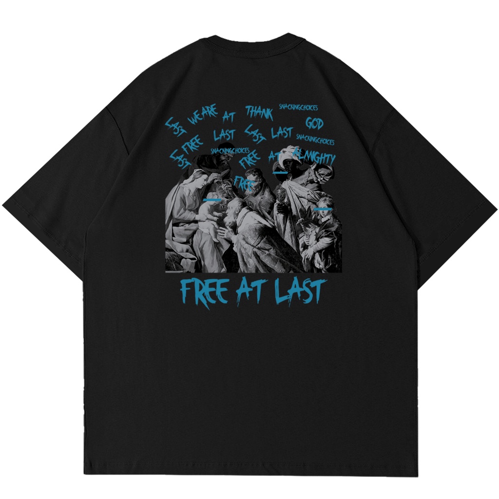 T-shirt | Oversize | Free At Last | Black | Snackingchoices