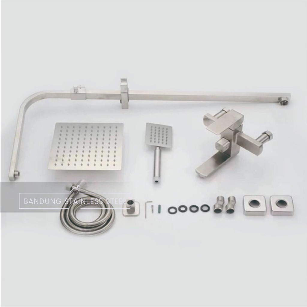 Wall shower keran set Head Hand Shower Kran panas dingin stainless steel