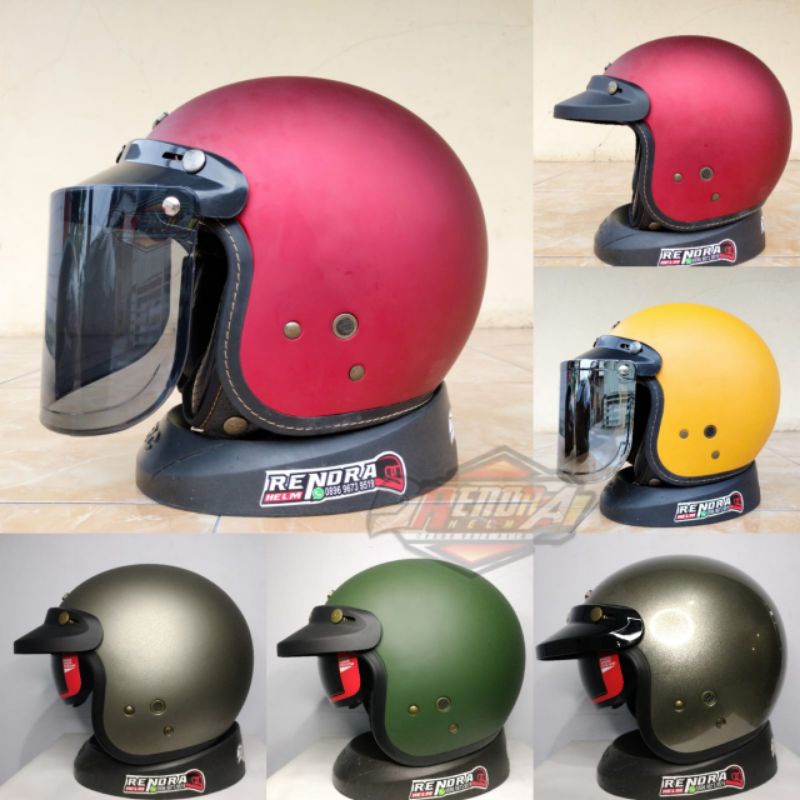 Helm NJS Retro + kaca datar. NJS NX- 2 Retro Original 100% Ogkir Termurah 2kg