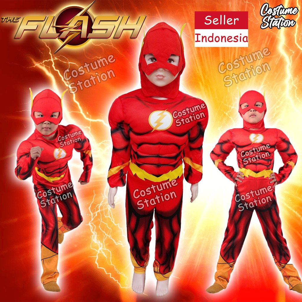 Kostum Superhero Flash / Costume The Flash DC Justice League anak laki