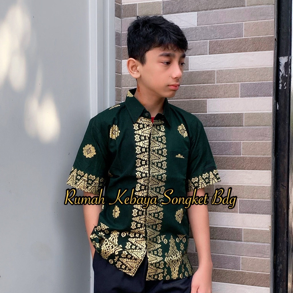 KEMEJA ANAK  MOTIF ASHANTY SONGKET NIA HIJAU HITAM MARUN NAVY ADELIA/COUPLE SONGKET RUMAH KEBAYA BANDUNG RUMAH SONGKET BANDUNG