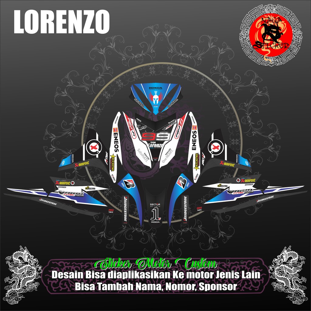 DECAL STICKER FULL BODY HONDA VARIO 125 OLD LORENZO BIRU II