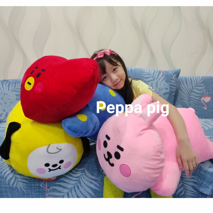VIRAL- Boneka bantal BTS BT21 LYING JUMBO - LYING merah