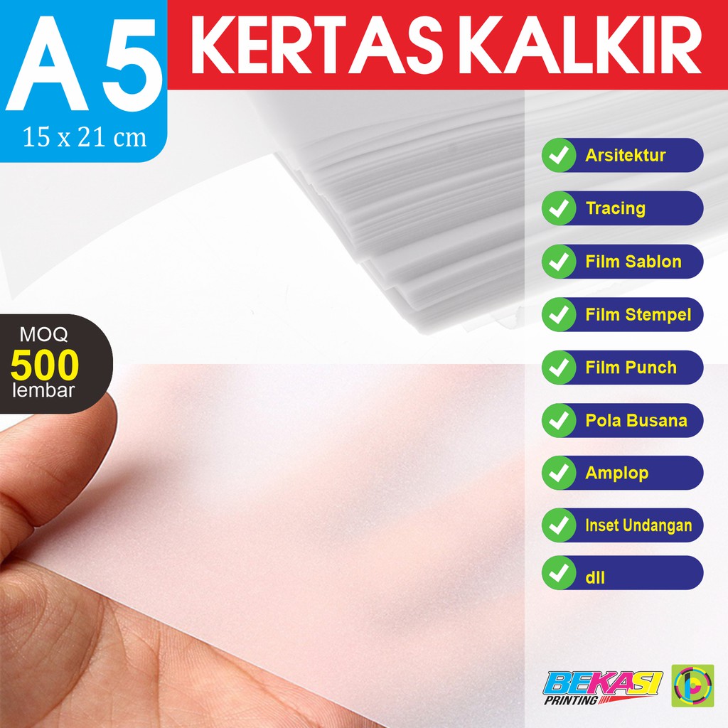 Jual Kertas Pola Film Kalkir ukuran A5 Calcir Transparent Tracing Paper