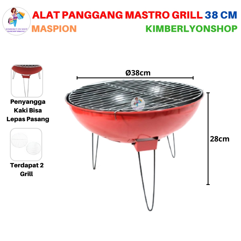 Alat Bakar BBQ Panggangan Anti Lengket Mastro Grill 38 Cm Maspion