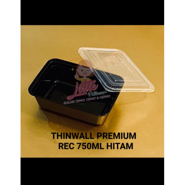 Thinwall Premium 750ml HITAM - Lunch box kotak makan plastik tebal