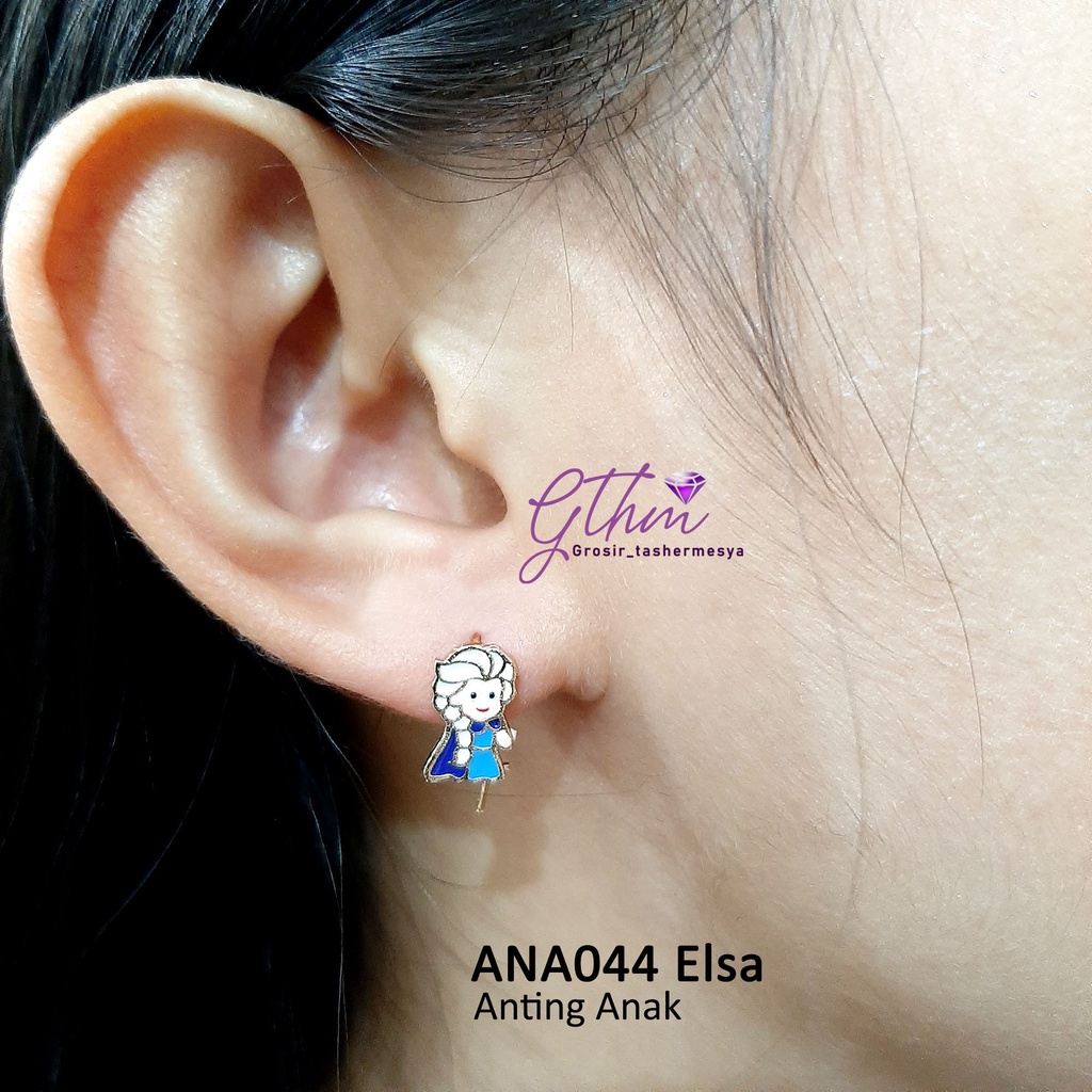 Anting Anak Elsa Frozen Princess Gold Plated Anti Karat Jual Titanium ANA044 GTHM