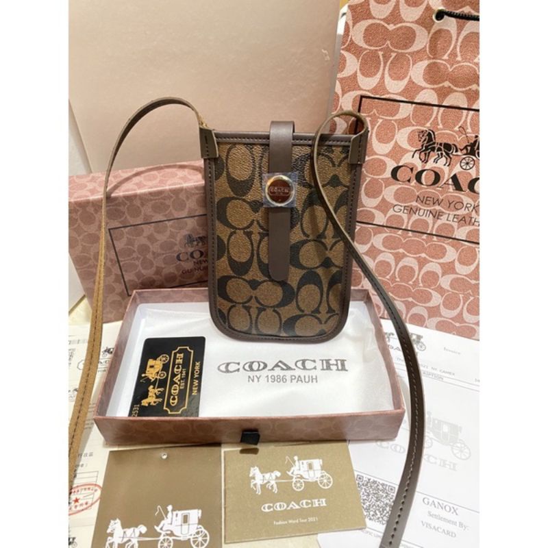 TAS SELEMPANG KAMERA COACH COIN FREE BOX & PAPERBAG