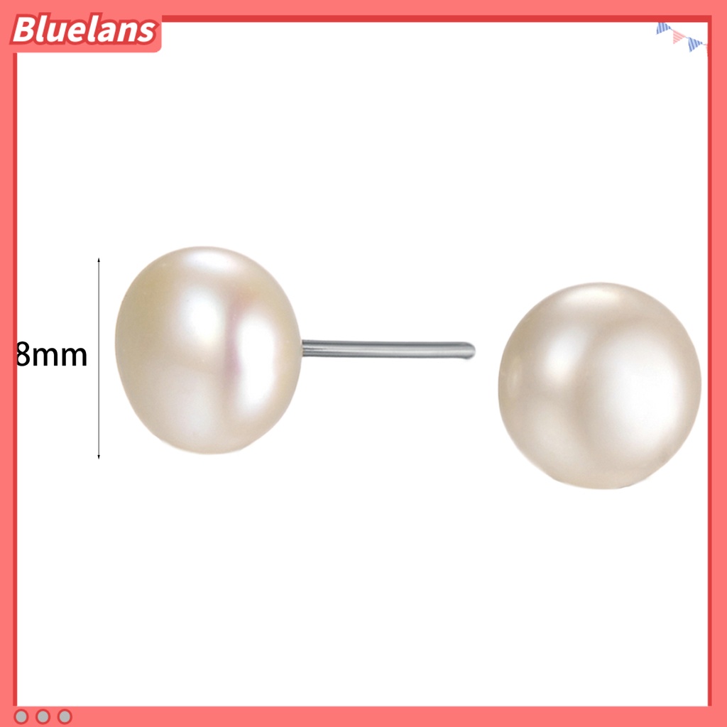 Bluelans Earrings Simple Easy Matching Women Round Faux Pearl Ear Studs