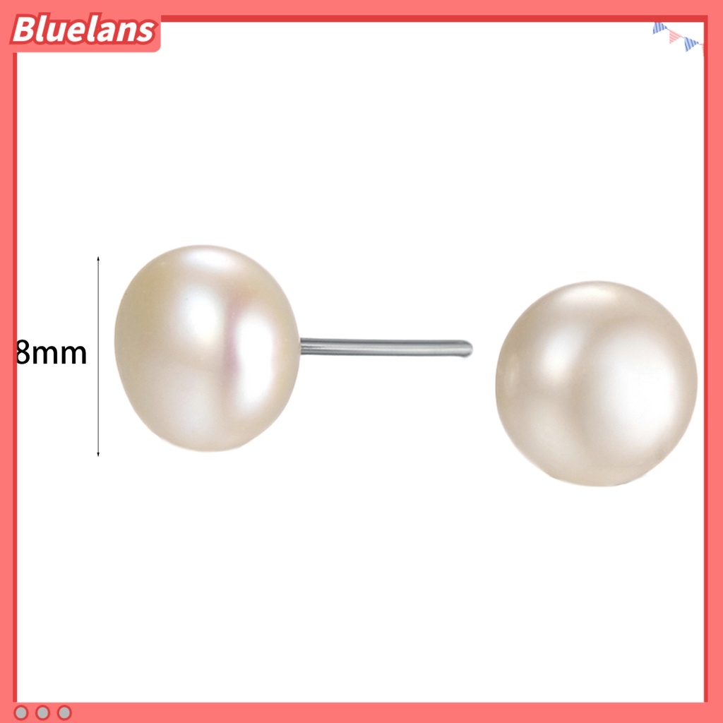 Bluelans Earrings Simple Easy Matching Women Round Faux Pearl Ear Studs