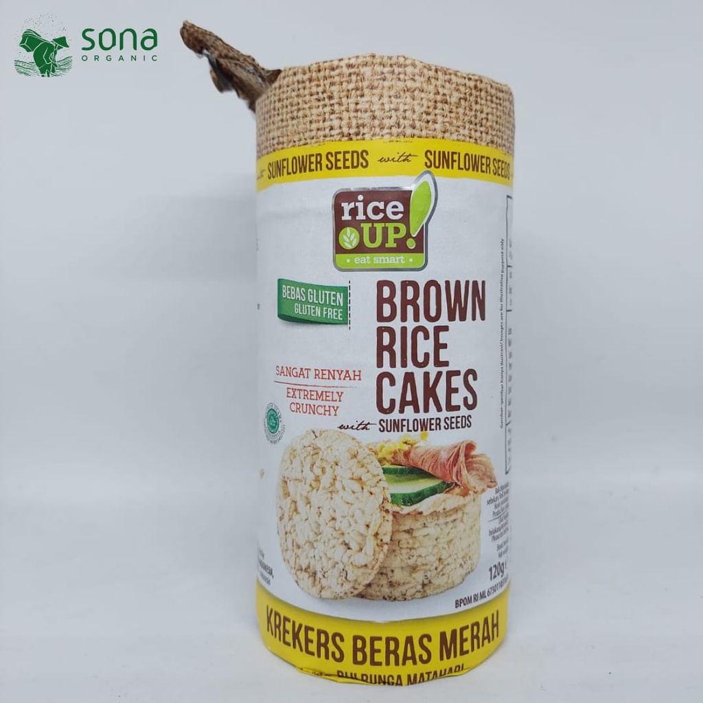 Jual Rice UP! Brown Rice Cakes (Crackers Beras Merah) Sunflower Seeds 120 G Shopee Indonesia